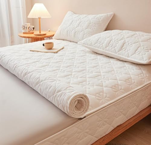 Protector de colchón acolchado algodón transpirable 180x200 suave lavable azul 8