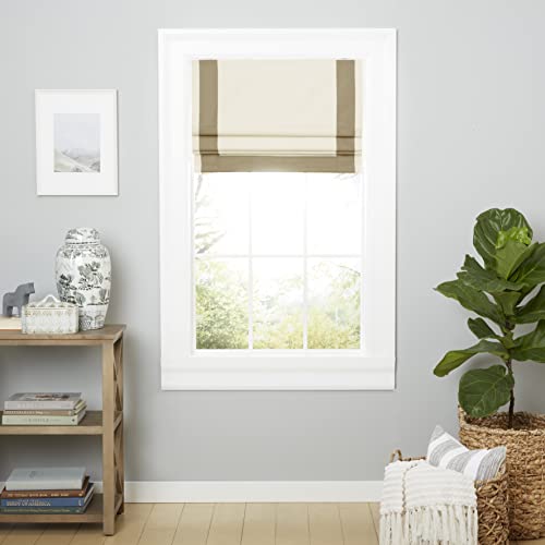 Exclusive Home Frontera 100% Blackout Roman Shade, 34\"x64\", Natural/Taupe - Thumbnail 4