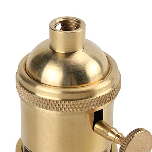 Superdream Brass Screw Thread Diy Light Socket Vintage Copper Edison Retro Pendant Lamp Holder For E26 E27 Light Bulbs, With Golden Key Switch Multi-Function Socket (1 Pack) #TOP2