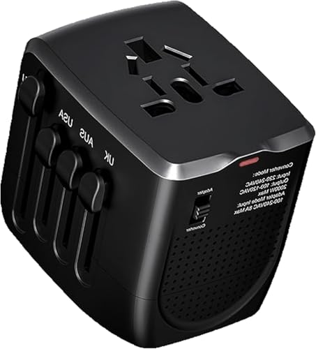 Image of International Travel Adapter Voltage Converter, Step Down Converter 230V to 120V for Hair Straighteners, Laptops, Cell Phones, Power Converters for USA to UK, Europe, Australia Over 200 Countries