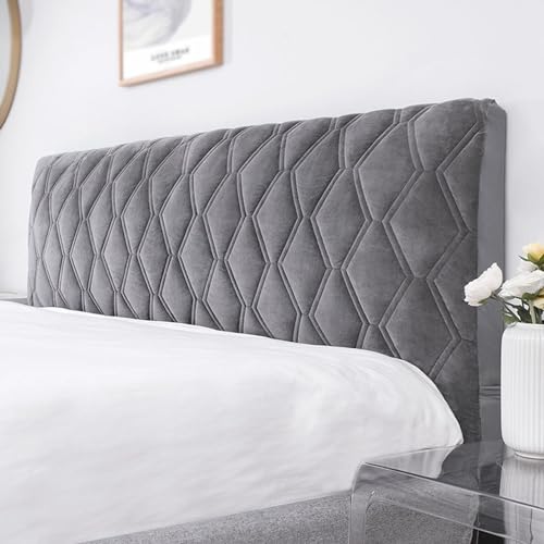 CSYBYW Funda de terciopelo para cabecero de cama tamaño matrimonial, Queen, Cal King, funda acolchada gruesa a prueba de polvo para cabecero de cama (gris oscuro, 79 pulgadas)