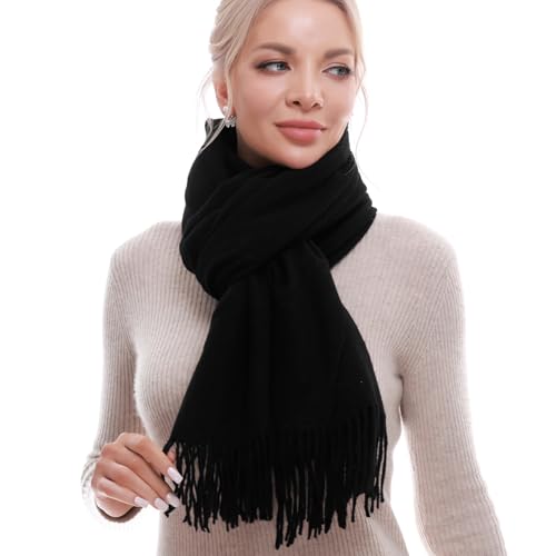 SWAT PANY Scarf for Woman Winter Warm Scarves Pashmina Shawls and Wraps Oversized Scarf Black