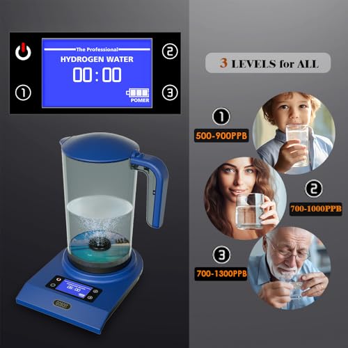 Hydrogen Alkaline Water Machine Generator Maker,Hydrogen Alkaline Water Pitcher Dispenser Ionized Water LED Display and Smart Touch Operation,Used for Home and Office 2.0 L…