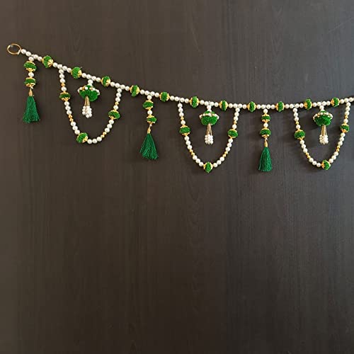 Image of Handmade Door Hanging Round Moti Latkan Style Bandarwal Toran (TMR-19) -Diwali New Year Inauguration Wedding Festival Home Decor Pooja (40 Inch X 6 Inch)