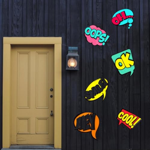 Image of PNF Poster And Frames Set of comic style speech bubbles with sound text effects. Quote Wall art & Door Hanging Frame For Kitchen, Dining, restaurants Decor | Walland home Decor for Living Room | Room Decor Wall Decor Items For Bedroom | (Wooden, 11x9 Inch,brown)-123-1