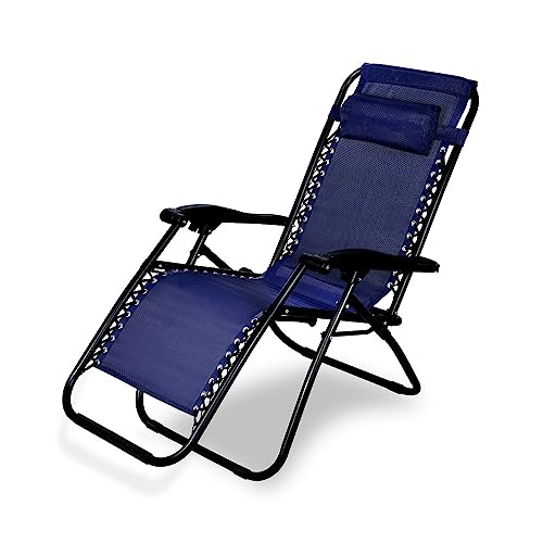 Image of ginoya brothers Stainless Steel - Recliner Sleeping Chair With Adjustable & Foldable Legs For Beach, Home Lounging, Camping Outdoor Activity (Blue)