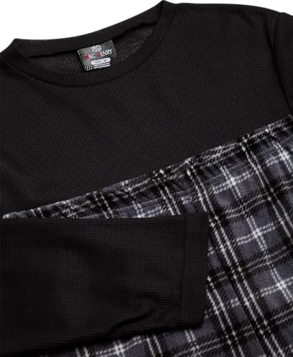 MAC HENRY Mens Pajamas Set - 2 Piece Thermal Long Sleeve Waffle Shirt & Micro Polar Fleece Plaid Pajama Pants for Men (S–XL)2