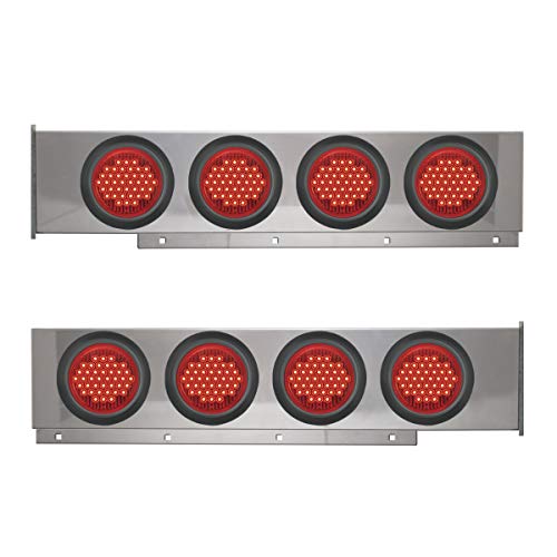 Image of GG Grand General 81134 Stainless Steel Mud Flap Hanger with 4 inches Red High Count LED Light, Pair