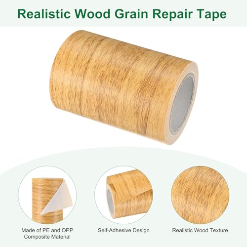 Image of M METERXITY 2-Roll Wood Grain Repair Tape, 3.15in x 15ft Textured Realistic Self-Adhesive Wood Floor Tape Contact Paper for Furniture /Floors /Home [Golden Camel Pine]