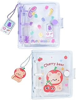 SZHTSWU 2 Pcs 3 Inch Mini Photo Album,20 Sheets 40 Pockets Photo Album in Loose Leaf Refillable 3 Rings Photocard Binder Kpop Photocard Holder Book with Pendant for Picture Cards Storage (Purple Red)