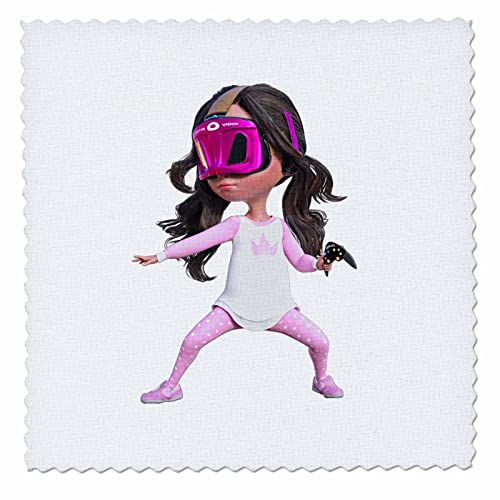 22x22 inch Quilt Square - Virtual Girl Using Interactive Goggles Graphics Cartoon
