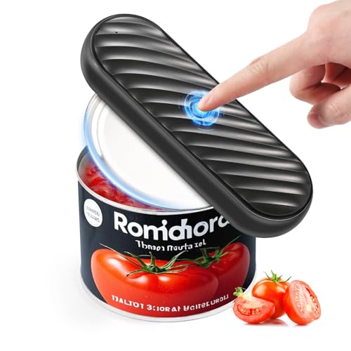 Electric Can Opener for Seniors - Rechargeable Hand Held Automatic Kitchen Can Opener with Smooth Edge, One Touch, Easy to Use, Safe & Hands Free Operation for Elderly, Arthritis Users, Black