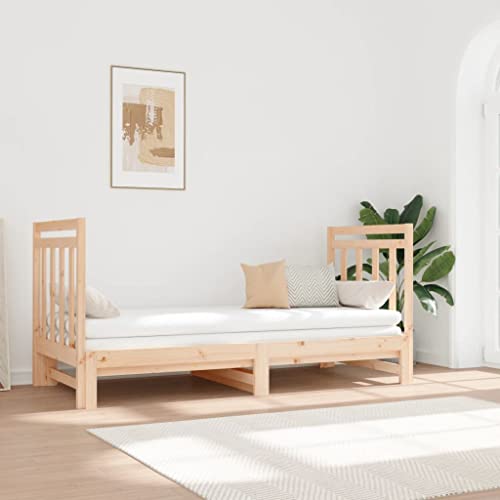 Mokuyary Cama de día extensible 2 x (90 x 190 cm) de madera maciza de pino, cama de día con somier, cama de invitados, sofá cama sin colchón, sofá cama para salón, dormitorio -D