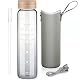 Glas-Trinkflasche Ferexer 1 Liter mit Strohhalm