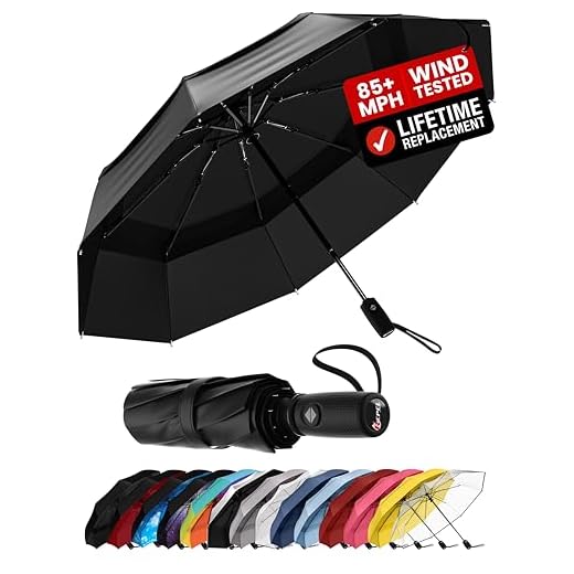 Repel Umbrella Windproof Auto Folding Travel Umbrella - Withstands Winds up to 85MPH, For Rain and Sun – Strong, Compact, Durable, Light & Portable For Women & Men, Fits Backpack & Cars -Black