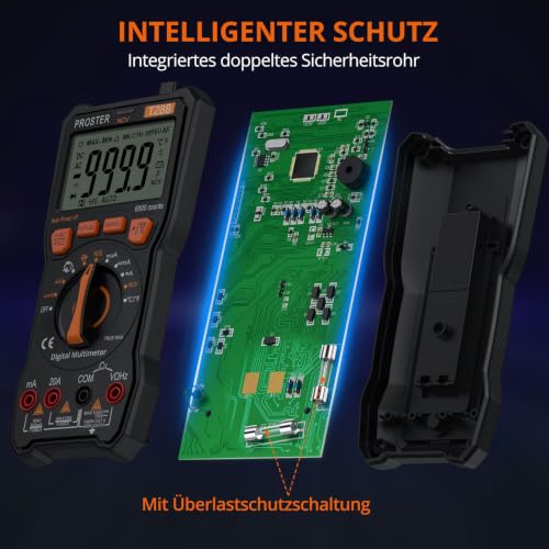 Proster Digitales Multimeter 6000 Zähler True RMS Auto Range NCV | Digitalmultimeter CAT III...