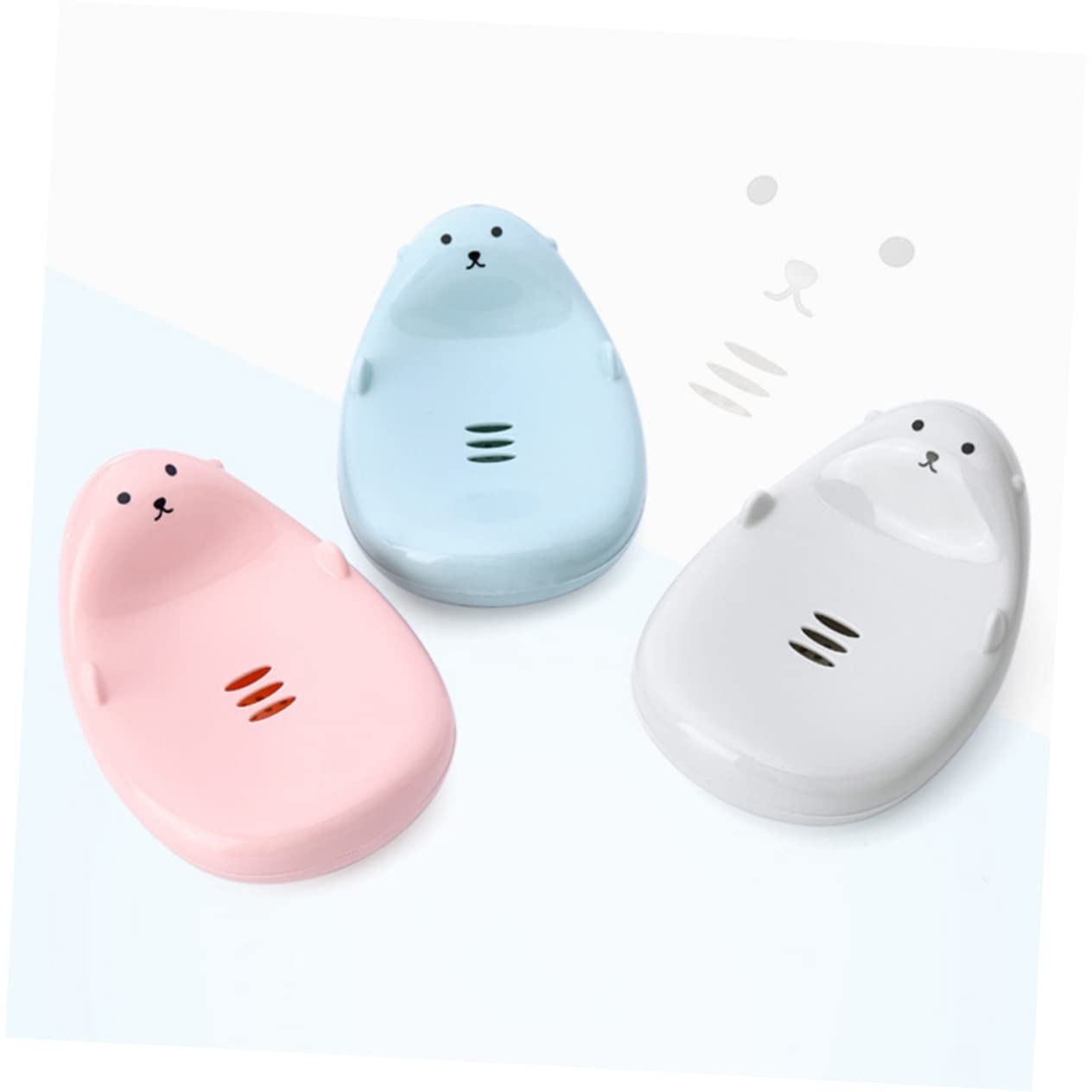 Ciieeo Bathroom Soap Dish Drainer Holder Round Shape Boys and Girls Cartoon Soap Holder Space-Saving for Tidy Home