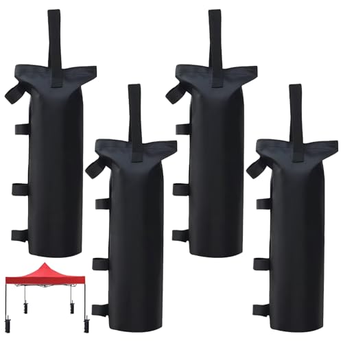 XINFAQAQ Gewichte für Pavillon 4 Stück Pavillon Sandsäcke 600D Oxford Stoff Sandsack Beschwerung Schwarz Pavillon Gewichte Sandsäcke für Garten, Camping, Strand, Zelt(47 x 20cm)
