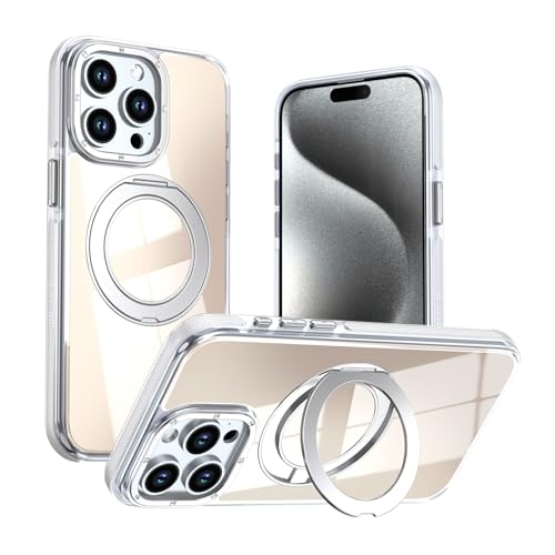 Coque iPhone 15 Pro MagSafe anti-jaune avec anneau de voiture