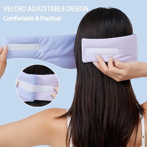 Vettres Reversible Warm & Cool Sleep Mask Wrap-Around Blackout Eye Masks for Side Sleepers Adjustable Unisex Eye Cover for Travel Office & Rest Purple — view 4