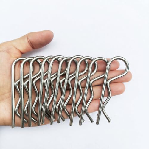 10Pcs Heavy Duty Cotter Pins Hitch Pins Clip R Clips, Stainless Steel Spring Retaining Wire Hair Pins， Large for Trailer Tractors Mower Carts Truck Pin Clip，Strong Spring Tension M3.5x75mm