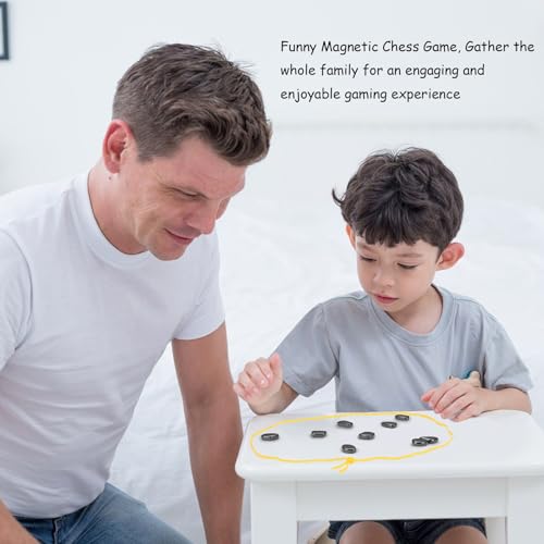 Aoyfuwell Magnetisches Schachspiel, 40 Stück Magnet Spiel, Tisch Magnetspiele mit Magnetische Steine, Tragbares Magnetisches Schachbrett Magnetic Spiele für Familientreffen Partyzubehör