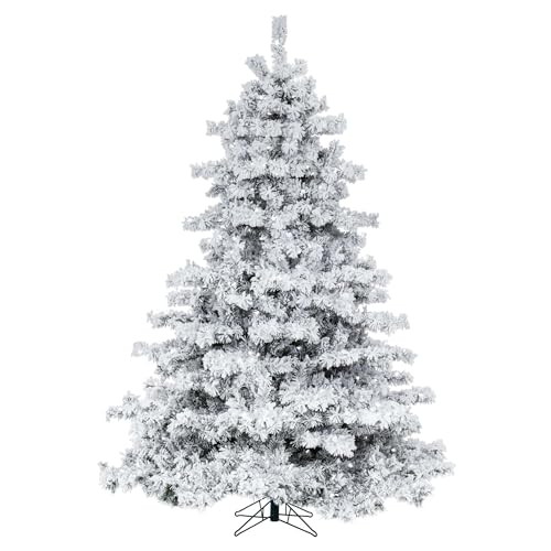 Vickerman Artificial 7.5' X 68' Indoor Flocked Alaskan Pine Christmas Tree - 900 Dura-Lit® Pure White Italian Mini Lights - 1495 PVC Tips