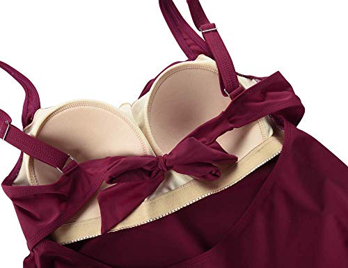 Image of Septangle Women's Tankini Swimsuit Two Pieces Set Ruffle Swimwear Bathingsuit with Boyshort