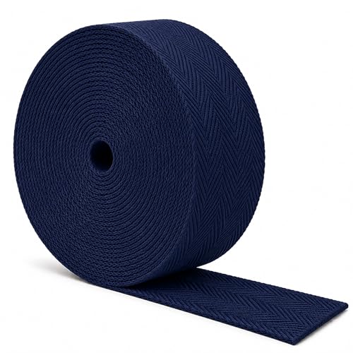 Mandala Crafts 2 Inch Wide Navy Blue Cotton Twill Tape Ribbon, 50 YDs