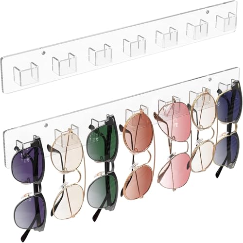 MaxGear Sunglasses Organizer Wall Mount, 2-Pack Acrylic Eyewear Display Holder with 14 Slots, for...