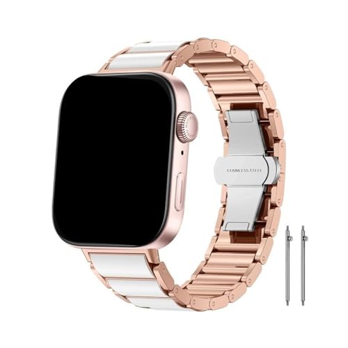 [PLYYQZM] �Z���~�b�N + �X�e�����X�|�X�g���b�v,�ɍ��� Hua wei Watch Fit 5 5Pro 4 4Pro �����u���X���b�g,�ɍ��� Hua wei Fit3 �����������v�o���h�ɓK��(Rose Gold,For Fit 5)