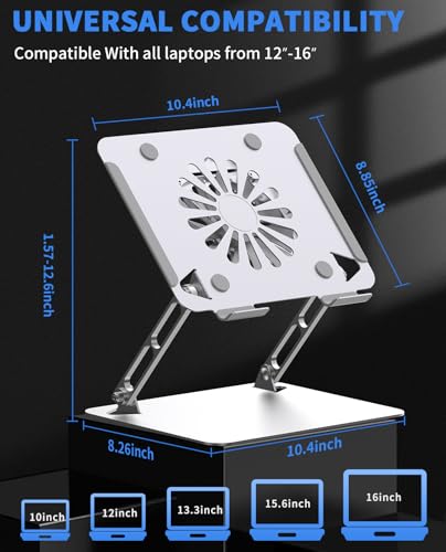 SOUNDANCE Laptop Cooling Pad with Upgrade Low-Noise Fan and 3.0 USB Hubs, Ventilated Laptop Cooler Prevent Overheating, Adjustable Ergonomic Laptop Stand Support Up to 16” Gaming Notebook Computer - Image 5