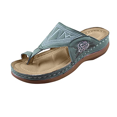 UOKNICE DRESS Women Sandals,Sandals for Women Dressy,Cute Sandals for Women,Flat Sandals for Women,Large Size Embroidered Buckle Clip Finger Comfortable Wedge Heel Female Sandals