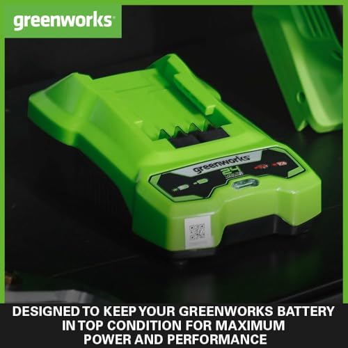 Greenworks 24V 2A Akku Ladegerät, für Greenworks 24V Batterien G24B2 & G24B4, Original Greenworks Ladegerät, Wandmontage + LED-Ladeindikator, Für alle 24V Akkus geeignet, 3 Jahre Garantie, G24C