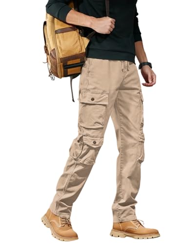Image of Leriya Fashion Men's Cargo Pants | Multi Pocket Cotton Cargo Joggers for Men | Loose Fit Stylish Pant with Pockets | Casual Baggy Trousers & Streetwear Lower