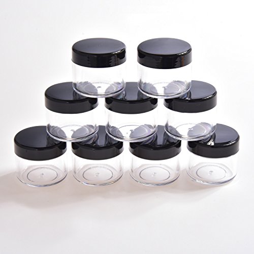 20 Pieces Round Pot Jars Plastic Cosmetic Containers Set with Lid for Liquid Creams Sample, 20 ml/ 0.7 oz (Black Lid)2