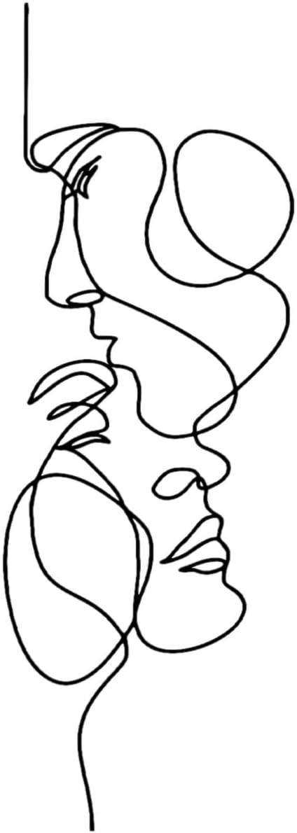 Metal Facial Line Minimalist Art Wall Decor Abstract Metal Wire Geometric Facial Line Drawing Art Statue Modern Black Home Hanging Wall Art Decor for Living Room Bedroom Bathroom Office (40*14cm)