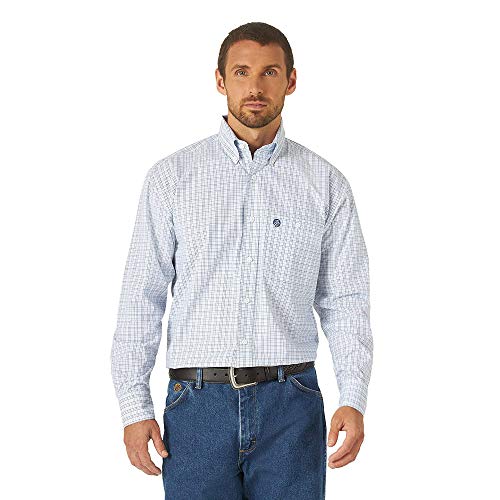 Wrangler George Strait One-Pocket Plaid Button Blue MD