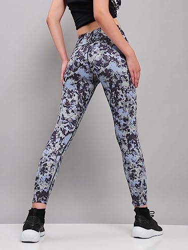 Image of TECHNOSPORT Womens Skinny Fit Activewear Tights for Running, Gym, Sports and Regular Use, Antimicrobial and Printed