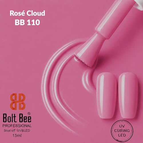 Image of BOLT BEE 15ML Gel Nail Polish 1Pc Clear Pink Glitter Nail Polish Soak Off UV LED Nail Gel Polish Nail Art Starter Manicure Salon DIY at Home, 0.5 OZ (1) (110)