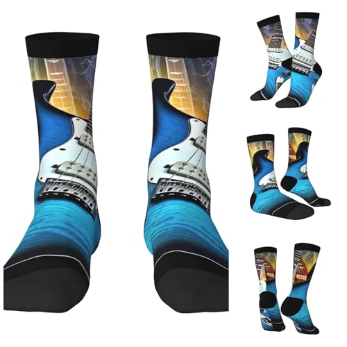 LZQPOEAS Magic Electric Guitar Music Athletic Socks Unisex Cushioned Crew Socks Hiking Running Calf Sock Soft Above Ankle Sock