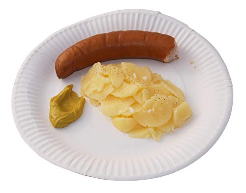 ERRO Bockwurst mit Senf und Kartoffelsalat - Kunststoffattrappe, Lebensmittelattrappe zur Deko, Foodmodel