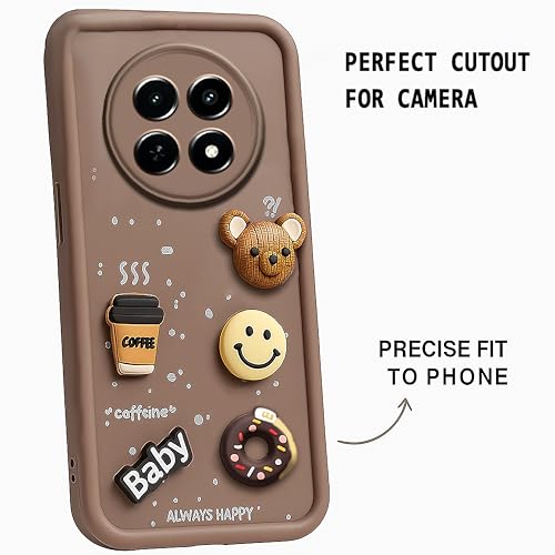Image of COLORflow Back Cover Compatible with Realme 13 Pro 5G / 13 Pro Plus 5G | Cute Fun Cartoon 3D Ball Coffee Silicone Case (Brown) | Designer Camera and Body Protected Back Cover