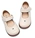 DADAWEN Girl's Classic Mary Jane Flats School Uniform Shoes Dress Shoes Party Wedding Shoes Cream White US Size 8 M Toddler