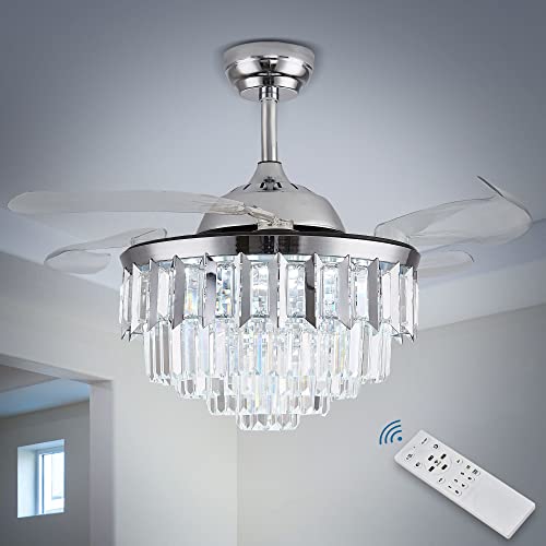 Crystal LED Ceiling Fans with Lights and Remote Controller 42