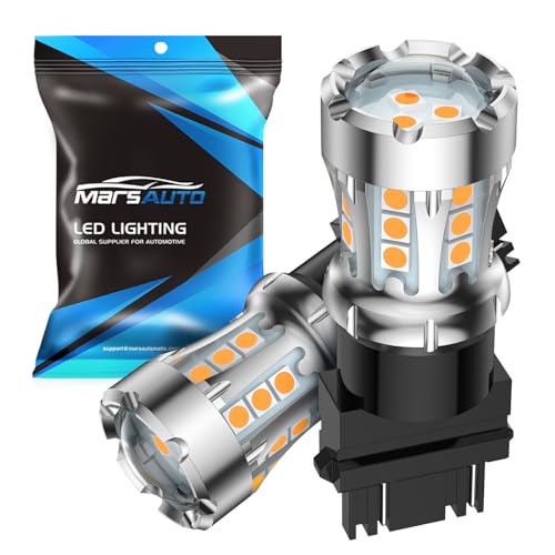 Marsauto 2024 New Upgrade 3157 3156 Amber Yellow LED Turn Signal Bulb, 3057 3457 4157 LED Bulb with Projector Replacement for Blinker Side Marker Lights or Brake Tail Parking Lights, Pack of 2
