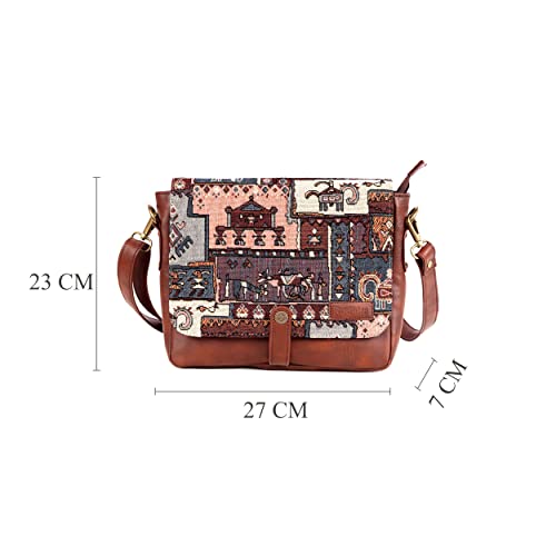 Image of Rudhira Women's Cross-body Bag Sling Bags Ladies Purse Handbag Sling Strap Vegan Leather Indian Fabric Slings Multicolor (Floral)