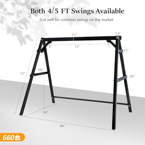 Image of VINGLI 6.9FT Wooden Porch Swing Frame for 5FT Swing, Black