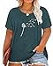 Binshre Womens Plus Size Tops Dandelion Graphic Tees Casual Loose Fit Flower Printing Summer Short Sleeve Crew Neck T Shirts(1x-4x)