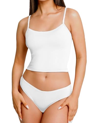 AURUZA 2Pcs Crop Tops for Women, Spaghetti Strap Camisole Tank Top, Basic Solid Going Out Top Sleeveless Shirt Summer Clothes2